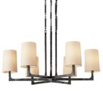 black color hammered brass chandelier with fabric shades