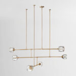 golden brass linear crystal shades chandelier