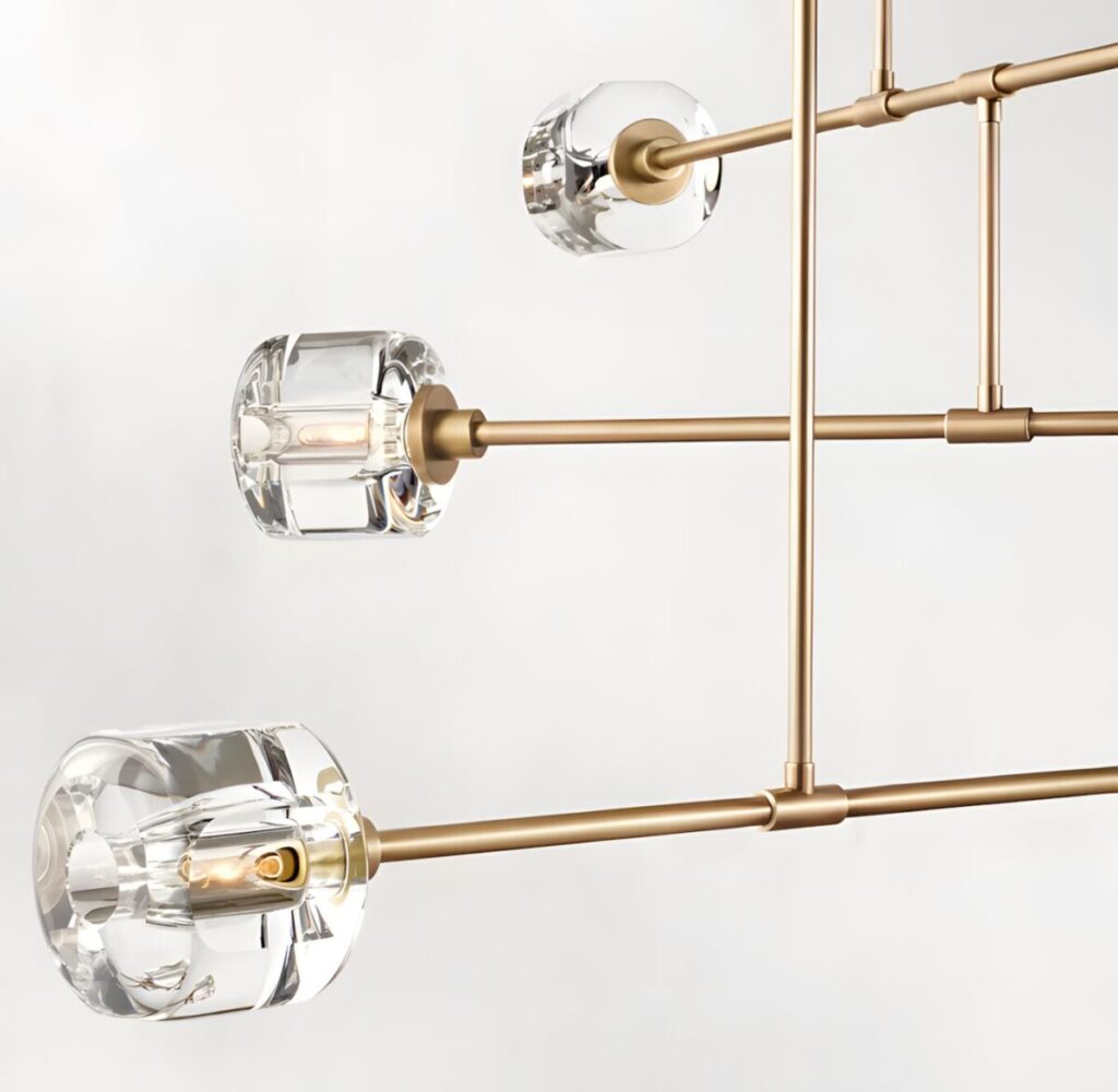 zoom in the details of the crystal lampshade
