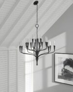 black color aiden aged chandelier hanging