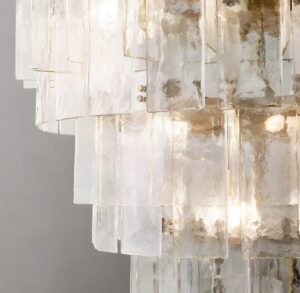 details of the frosted glass chandelier