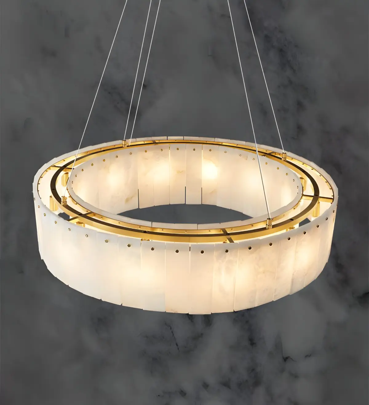 arlene alabaster chandelier overhead view