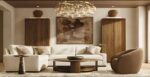 Living room scene picture of cabrette round chandelier