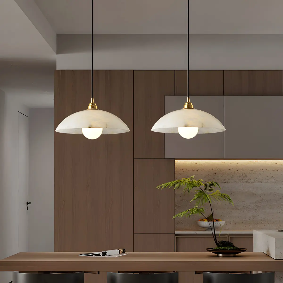two camber dome pendant light