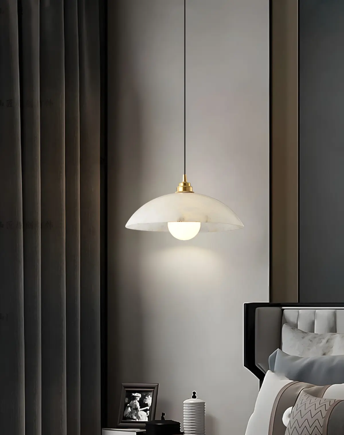 camber dome pendant light as bedside light