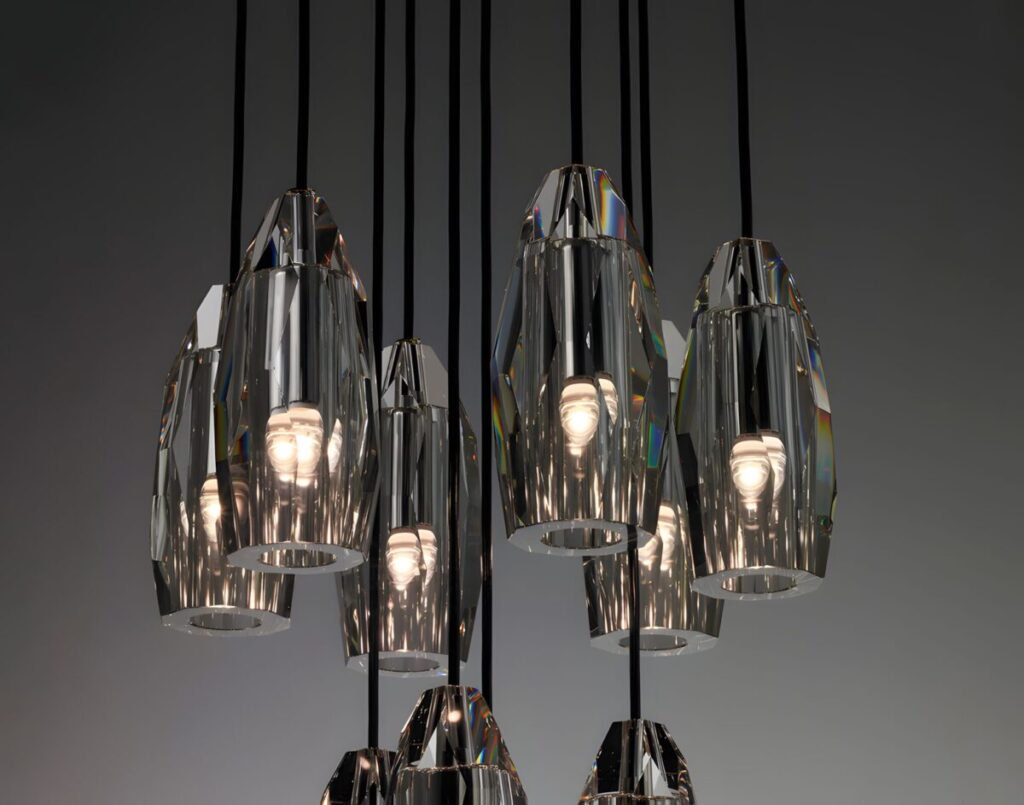 the illuminated crystal lampshade