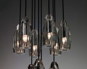 the illuminated crystal lampshade