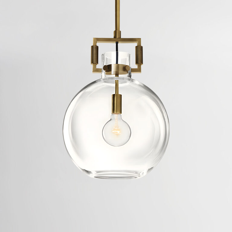 Clear Glass Bulb Brass Pendant Light