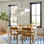 cocoon pendant light hanging in dining room