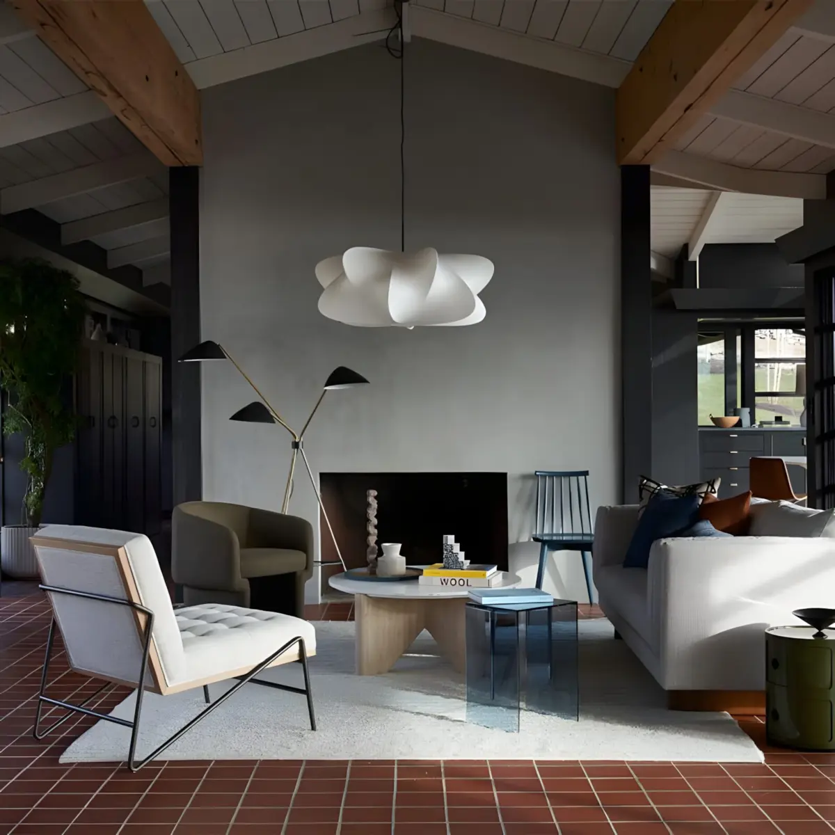 cocoon pendant light hanging in lounge room