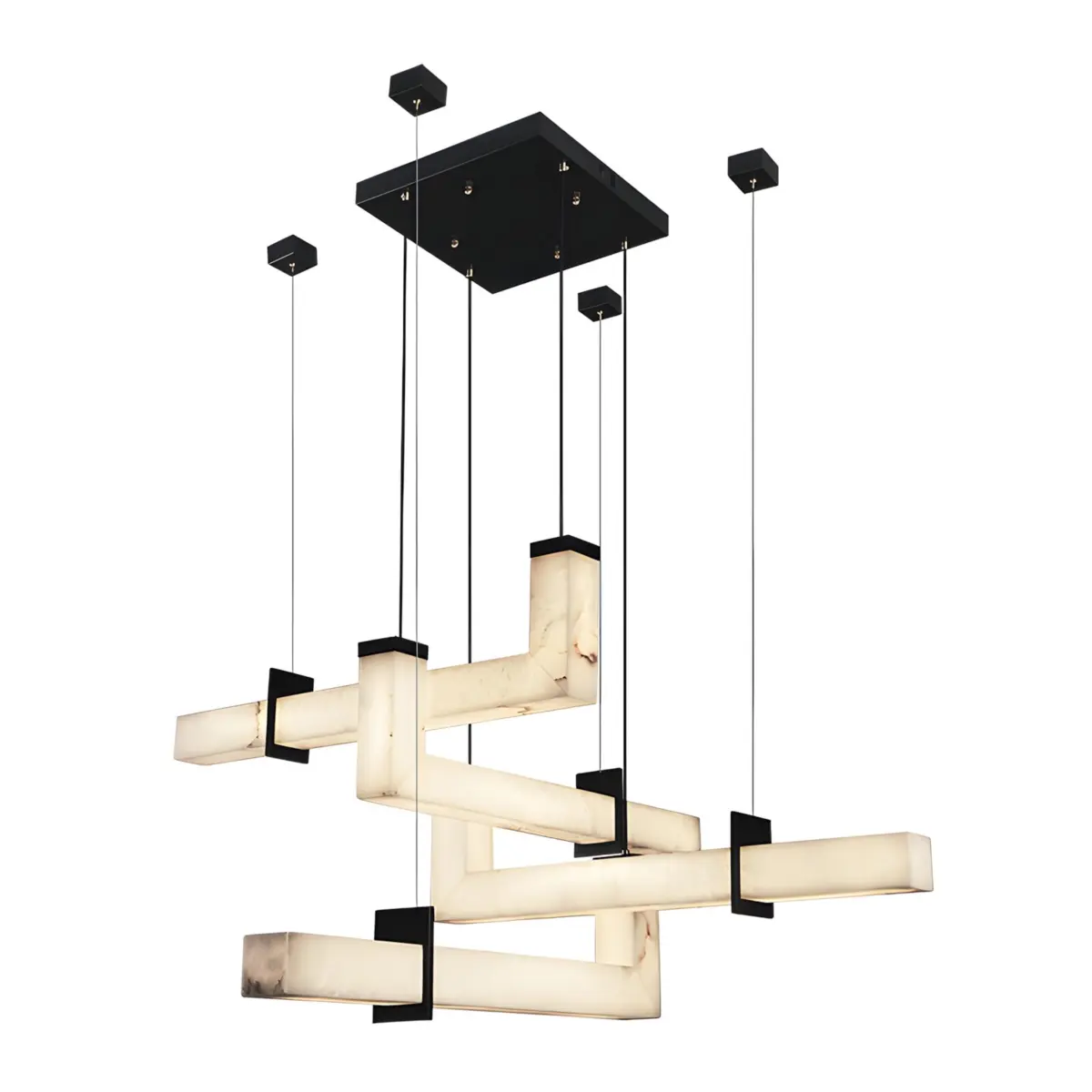 combined l-shaped chandelier overall view