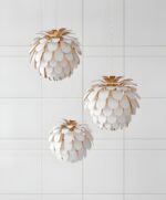 cynara brass chandelier with white coating hanging