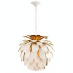 cynara brass chandelier with white coating
