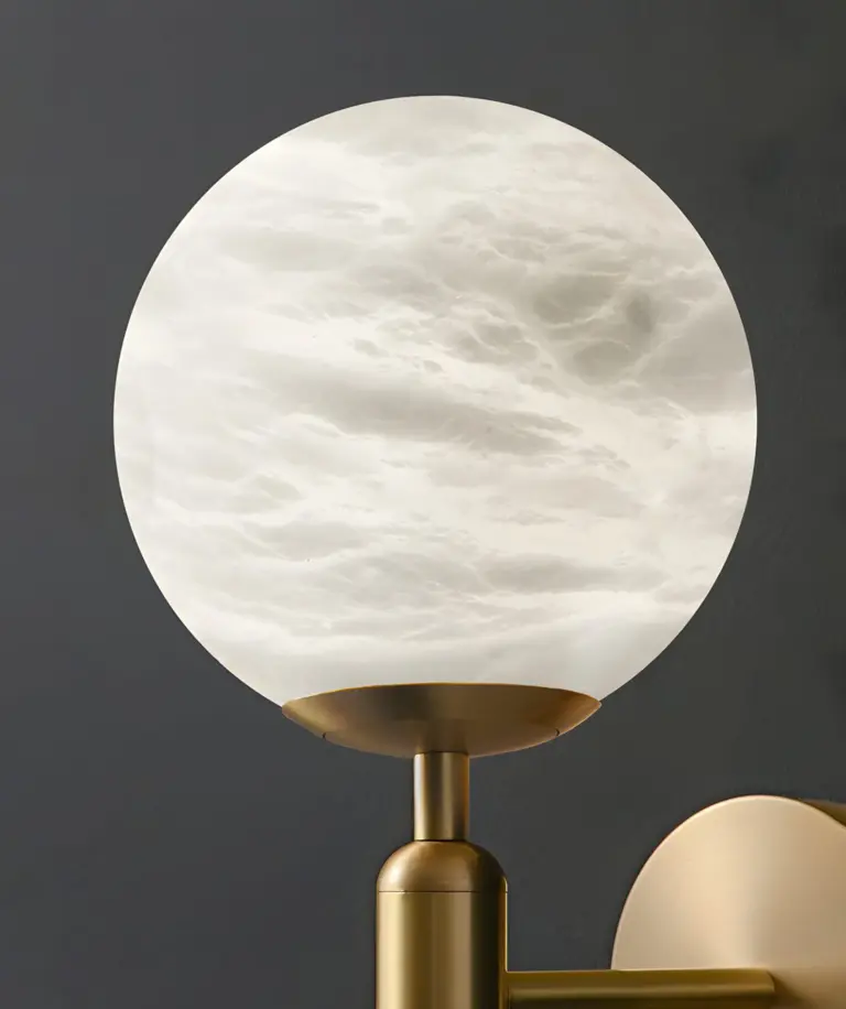 globe wall sconce marble lampshade details