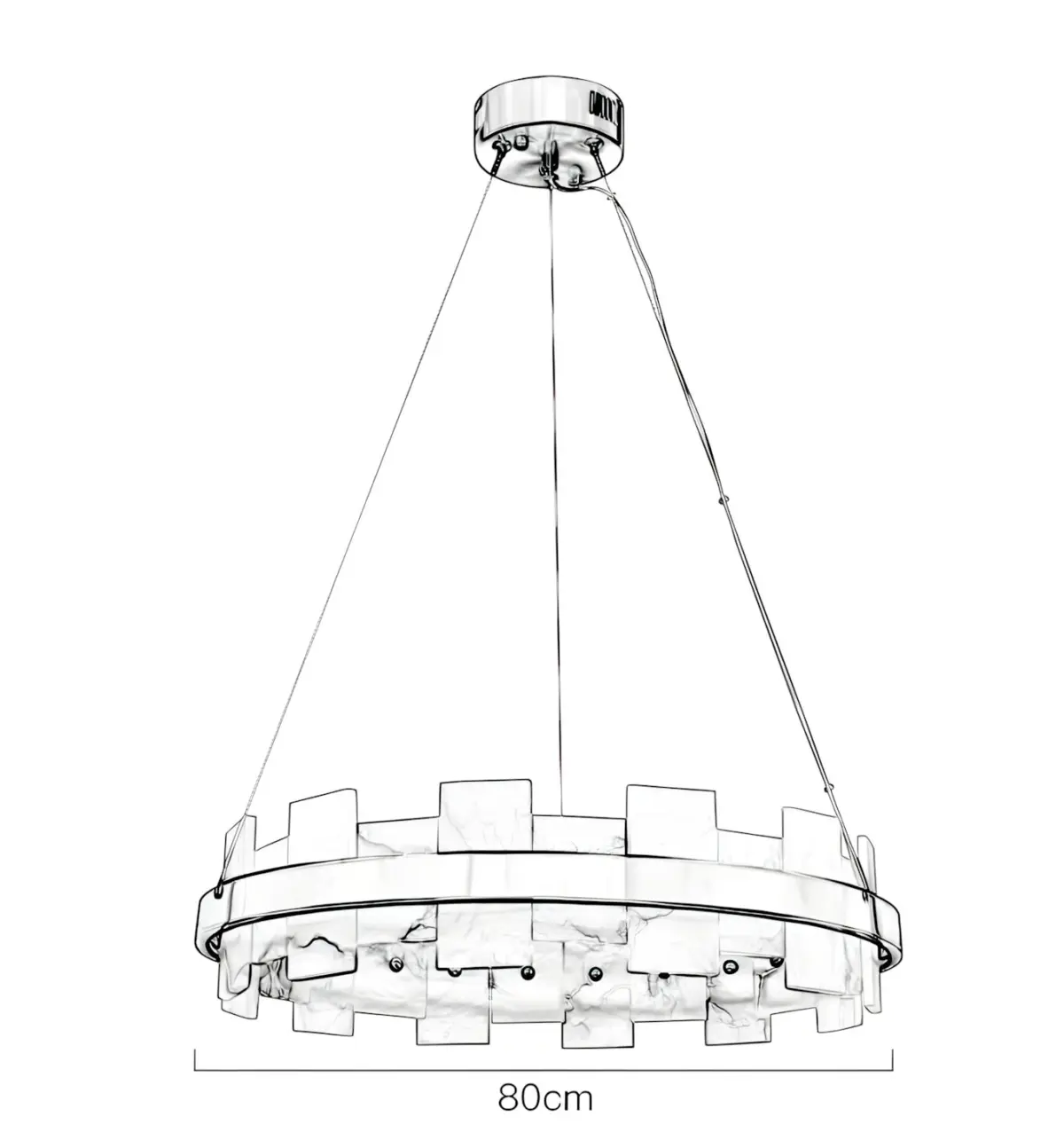Gold ring chandelier dimension drawing