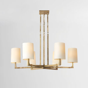 Golden Hammered Brass Chandelier