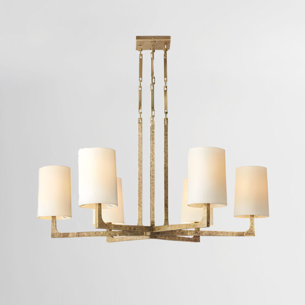Golden Hammered Brass Chandelier