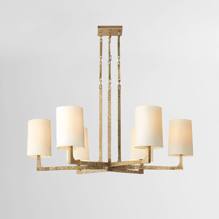Golden Hammered Brass Chandelier