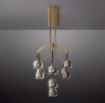 Brass hemisphere Linear Chandelier side view