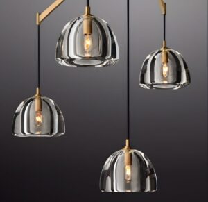 Details of the crystal lampshade and the bulb