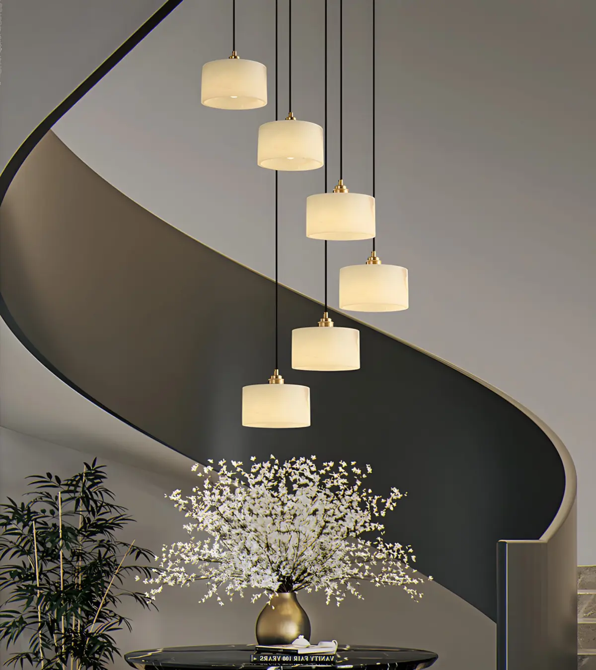 6 head henri cylinder marble pendant chandelier