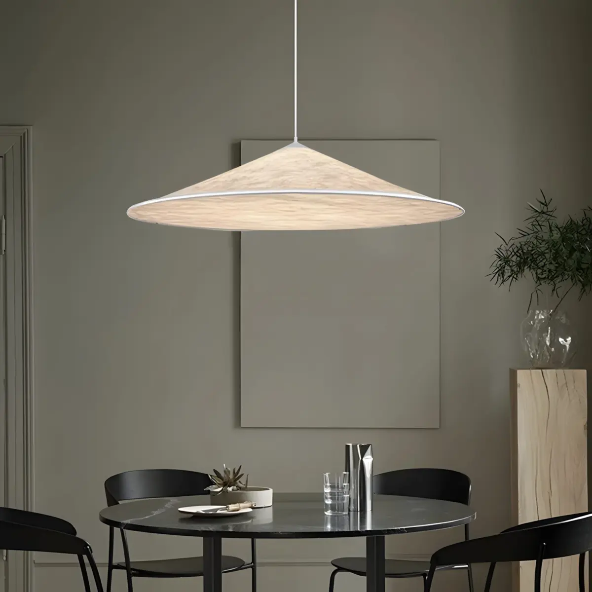 large hill white silk pendant light