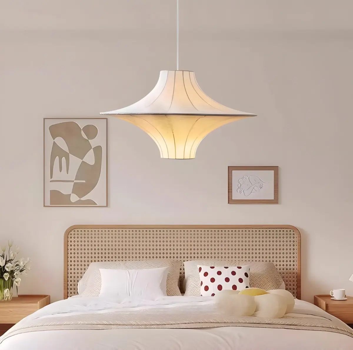 lokki saucer silk pendant as bedroom light