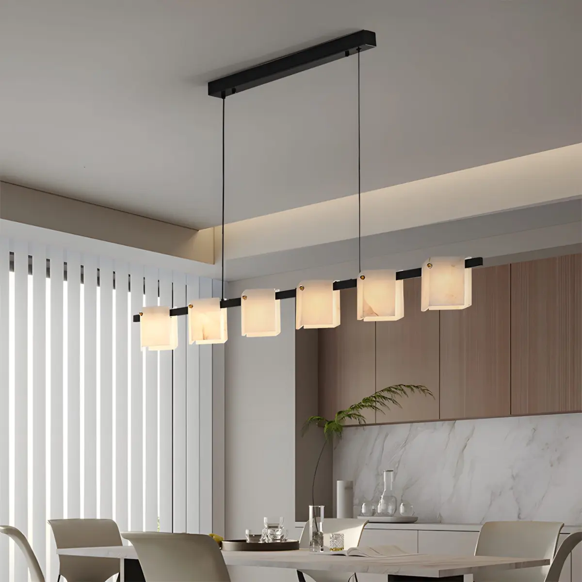 marble linear chandelier hanging
