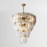 Antique bronze frosted glass chandelier