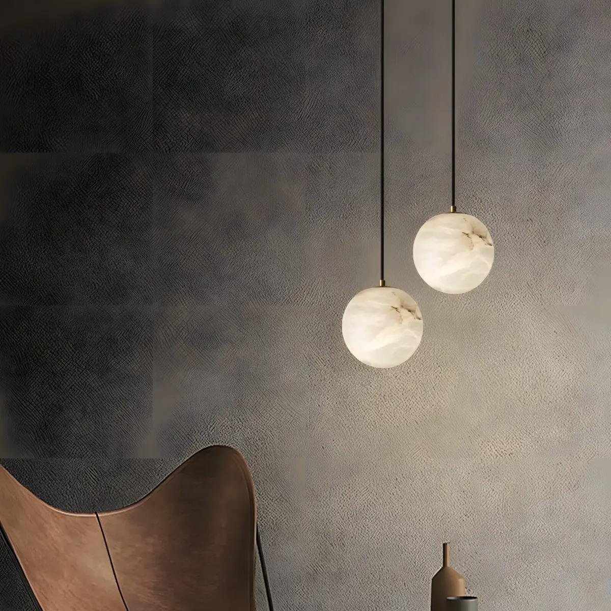 two moon ball pendant light hanging