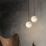 two moon ball pendant light hanging