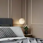 Moon ball pendant light hanging in the bedroom
