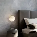 Moon ball pendant light as bedside table light