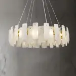 noah round chandelier hanging from ceiling