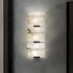 lighted triple sloping block wall lamp