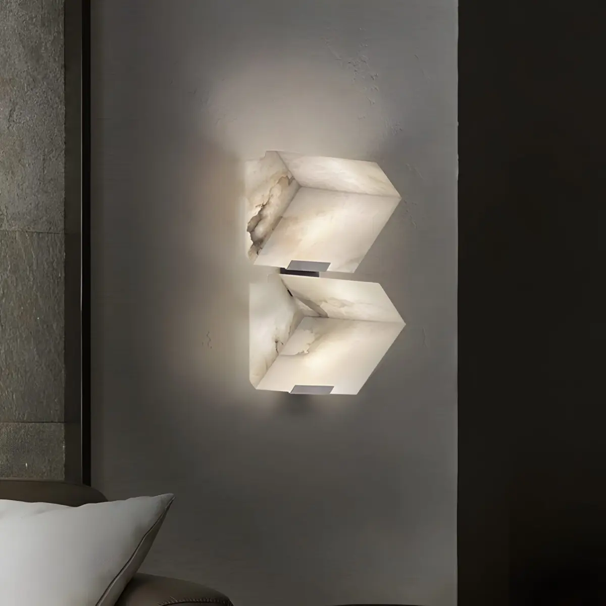 double sloping block wall lamp