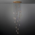 Raindrop adjustable height brass chandelier