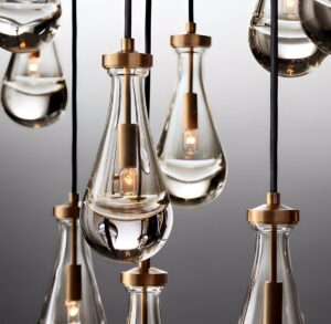 Details of the crystal lampshade and the bulb