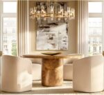 brass ravelle round chandelier hanging scenario