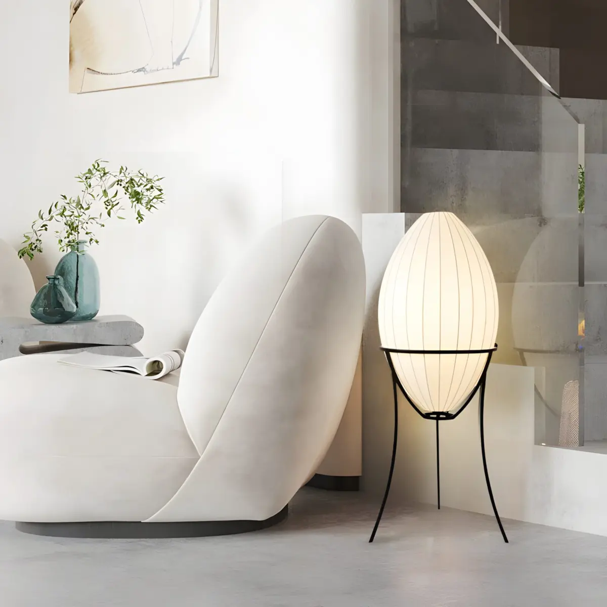 renée egg shaped floor lamp as a decor light