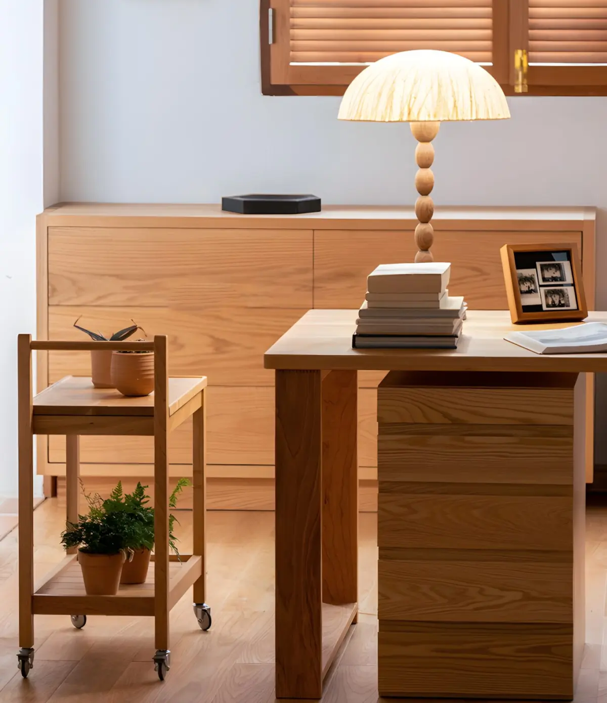satori table lamp on a work table