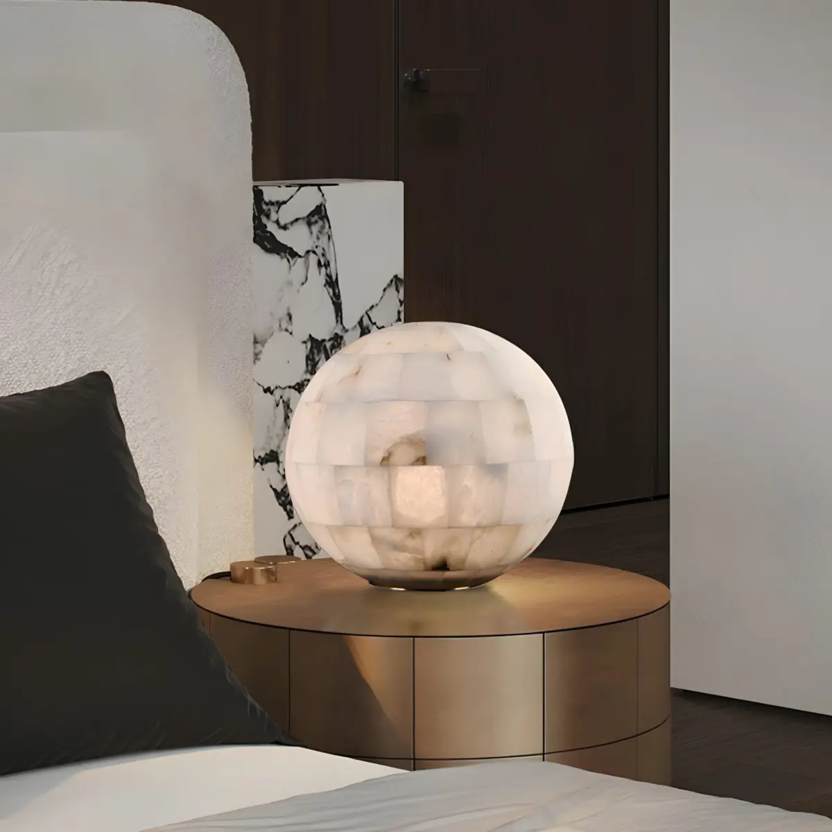 spherical dome table lamp as a bedside lamp
