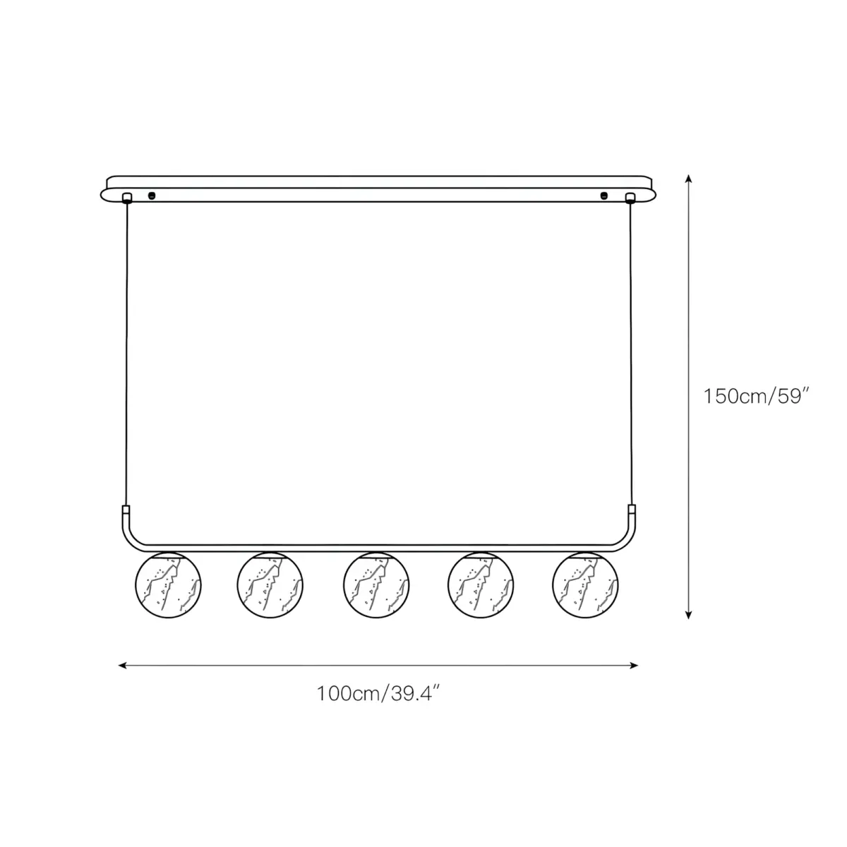 tribeca zara pendant dimension drawing