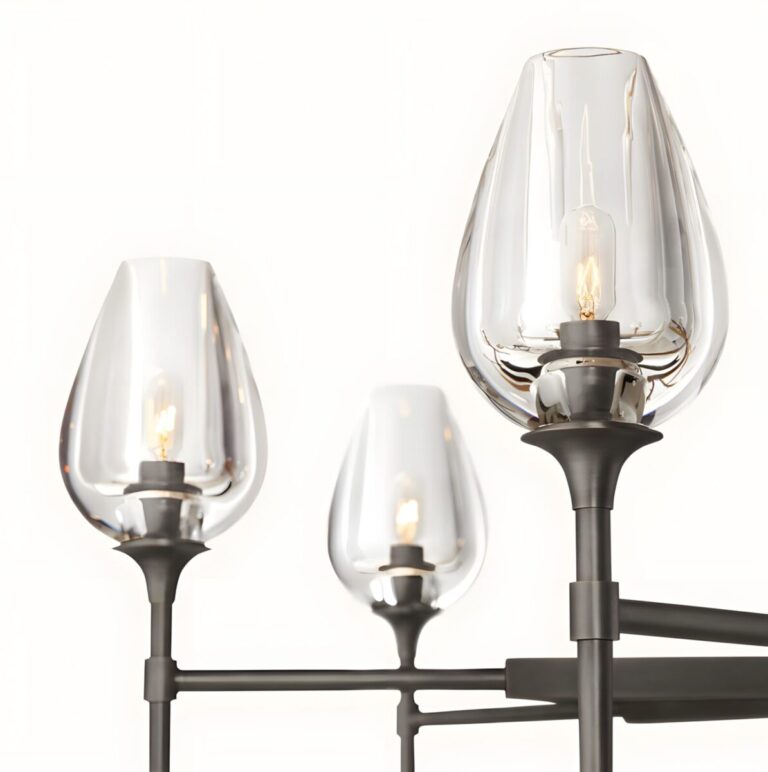 Black metal tulip round chandelier