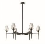 Black metal tulip round chandelier