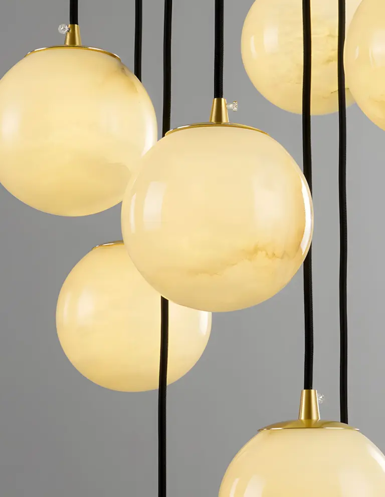 villa ball suspension chandelier lampshade details