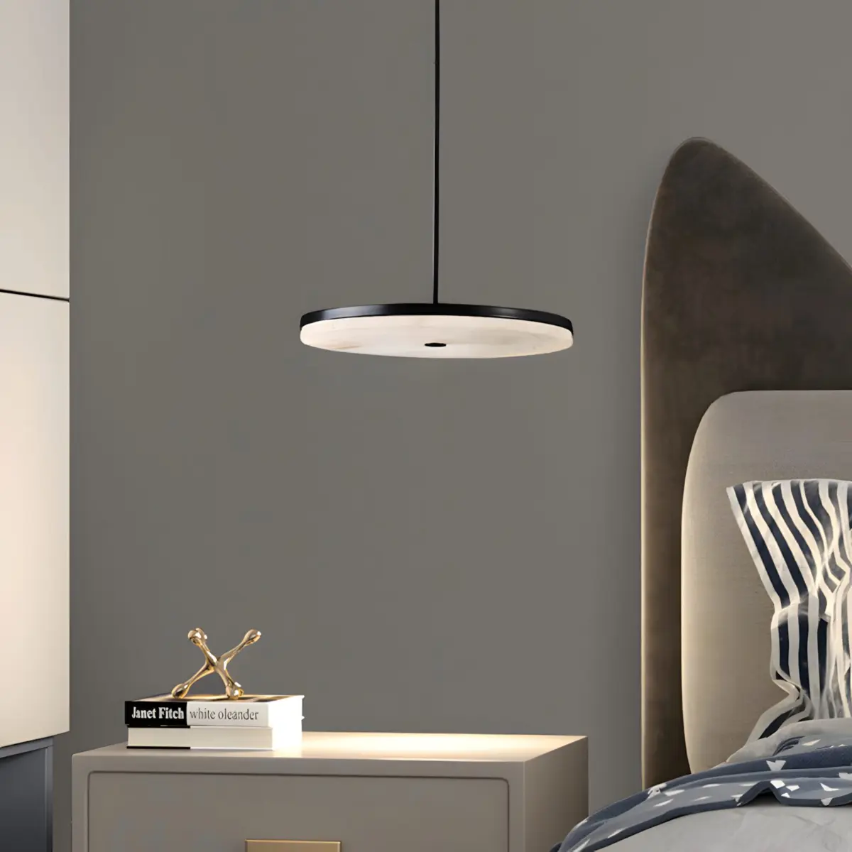 Wyatt pendant light bedside scene