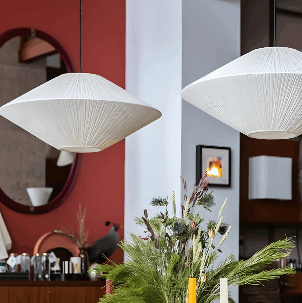 two brera fabric pleated pendant light