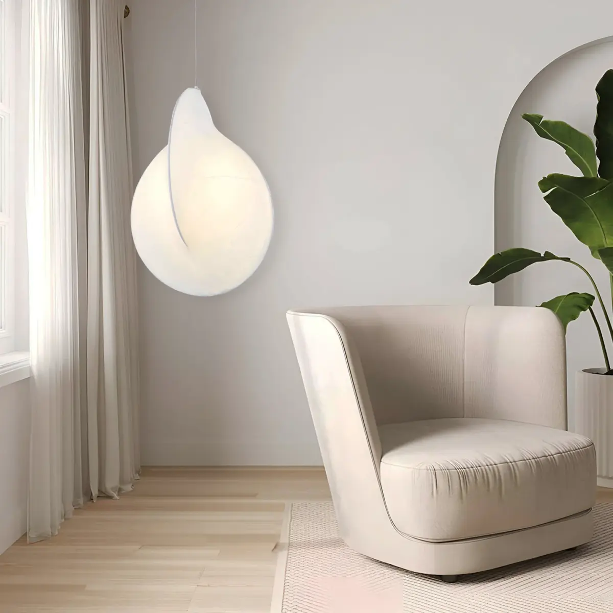 flos overlap silk made pendant light hanging in the coner