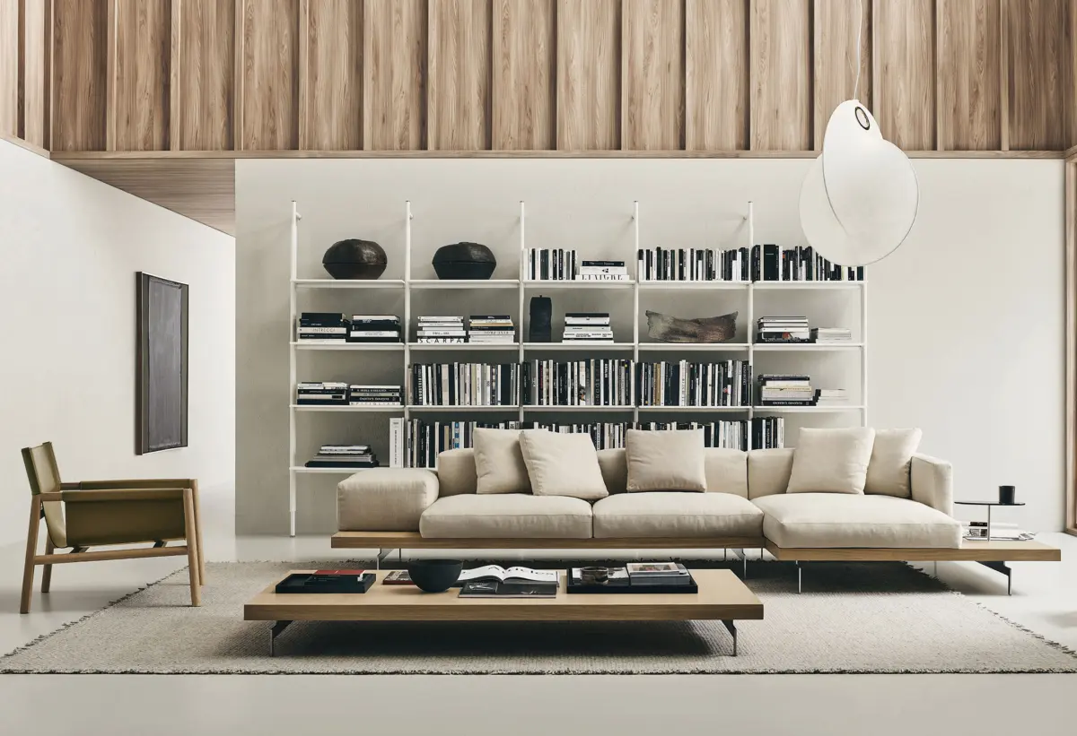 flos overlap silk made pendant light hanging in living room